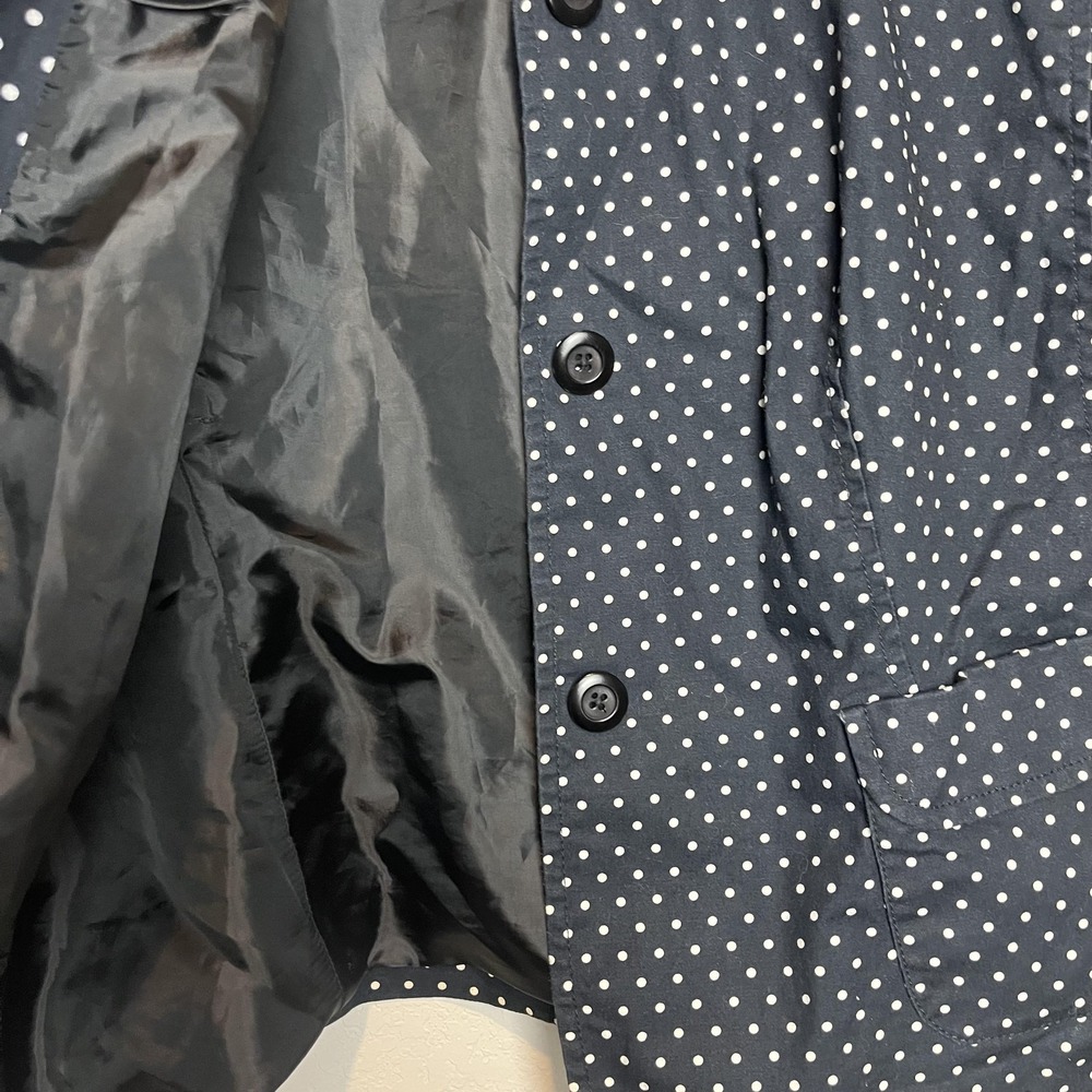 Talbots Jacket Womens 12 Navy White Polka Dot Lined Button Front 3/4 Sleeve - Picture 2 of 7